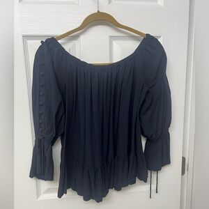 LOFT Off The Shoulder Navy Blue Top